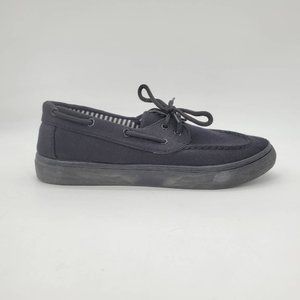Boat Shoes Womens Black Slip On 2 Eye‎ Lace Up Moc Toe Stitching 9
